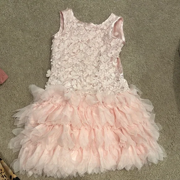 Pink Satin & Tulle Ruffle Kids Costume Dress