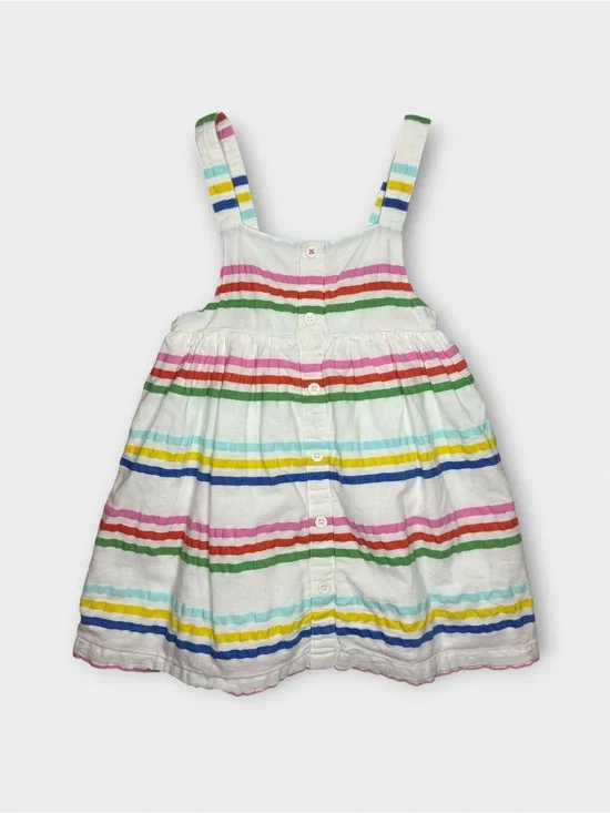 Mini Boden Colorful Striped Seersucker Pinafore Dress