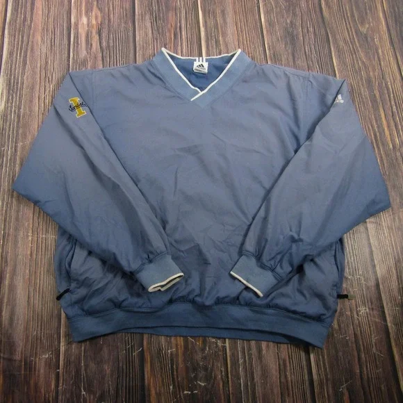 Adidas Idaho Vandals Jacket Mens L Blue Pullover Windbreaker Lined Vintage