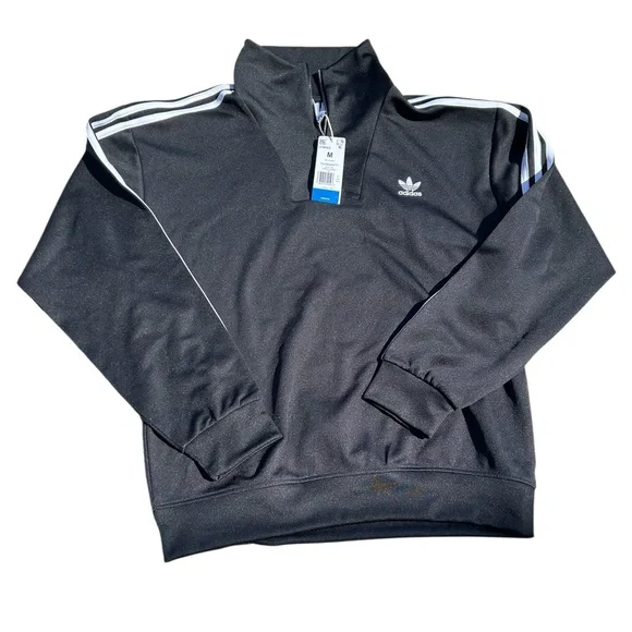 Adidas Originals Mens Funnelneck TT Quarter Zip Track Top Black IZ4803 M