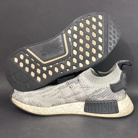 Adidas NMD R1 Primeknit -Men's Sz 5 -Black/White/Gray Sesame 2018 Shoes - AQ0899