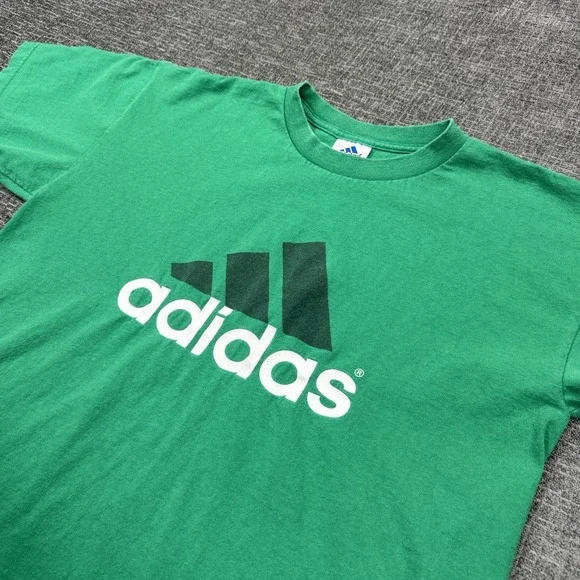 Vintage Adidas Trefoil Shirt Size Medium Green Made In The USA Graphic Logo
