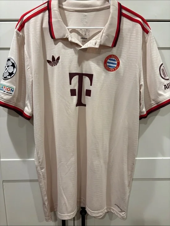 adidas Bayern Munich Champions League 2025 Men's Cream Jersey with Maroon Trim
