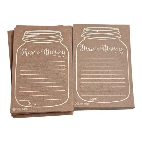 Hadley Designs Share A Memory Rustic Mason Jar Design With Lines For Writing