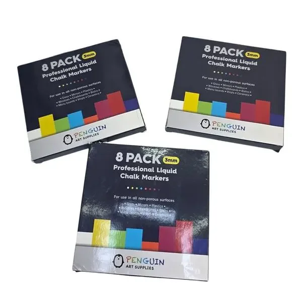 Penguin Art Supplies Professional Liquid Chalk Markers (8ct, 3mm) 3 Pack