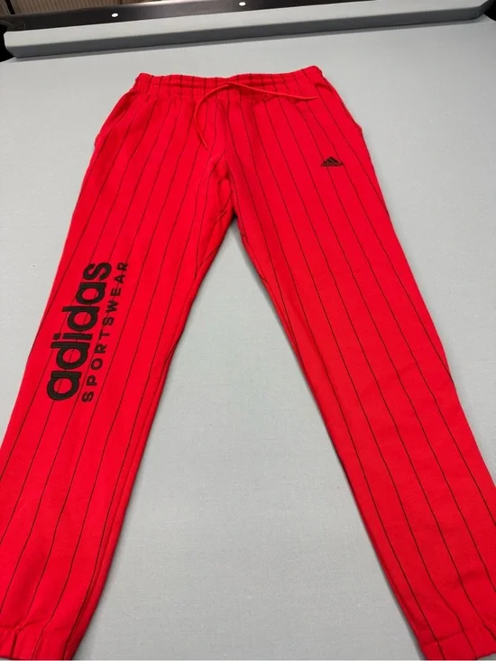 adidas Red Pinstripe Leggings with Black Logo