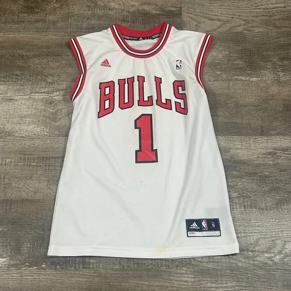 Adidas Chicago Bulls Derrick Rose 1 NBA Jersey White Mens Small Z818A 10
