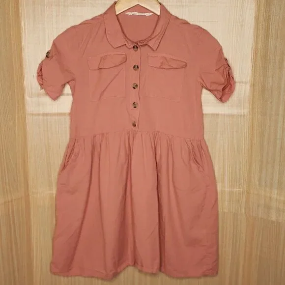 H&M girls Short Sleeve Pink Lagan Dress 10