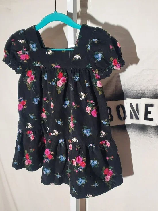 BabyGap Black Corduroy Floral Print Dress NWT sz 2 yrs