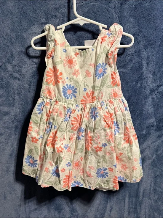 Carter's White Sundress with Coral & Blue Floral Print