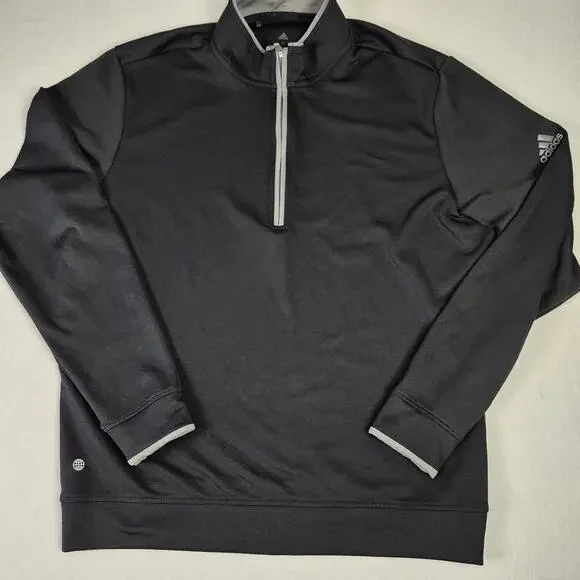 Adidas Pullover Men's M Black Golf Shirt 1/4 Zip End Plastic Waste Long Sleeve