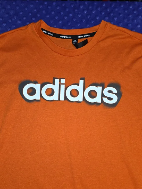adidas Orange Short Sleeve Logo Tee with Shadow Print