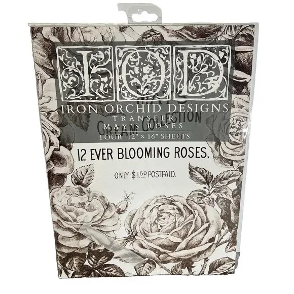 IOD MAYA'S ROSES TRANSFER PACK IRON ORCHID DESIGNS NEW FLORAL
