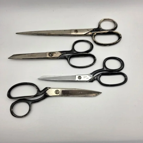 Vintage Wiss Farr Griffon Tailor Shears Set 4 Heavy Duty Fabric Scissors USA
