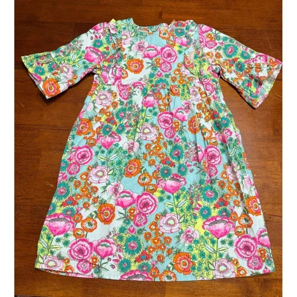 Classic Whimsy Girls Dress 4T Multicolor Floral Ruffle Olivia Cottagecore