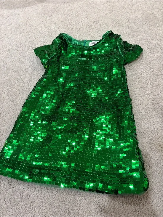 Lola + The Boys Shimmering Green Sequin Dress 2T