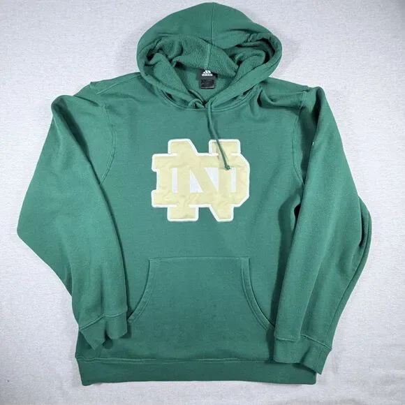 Adidas Large Green Notre Dame ND Sweatshirt Fighting Irish Football Basketball