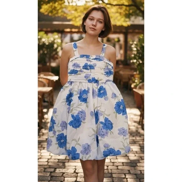 Abercrombie & Fitch Bubble Dress Pockets Floral Cottagecore Shabby Chic 11/12