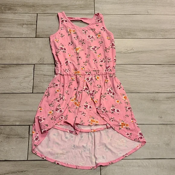 🍦 Poof high low flowered romper dress🧋