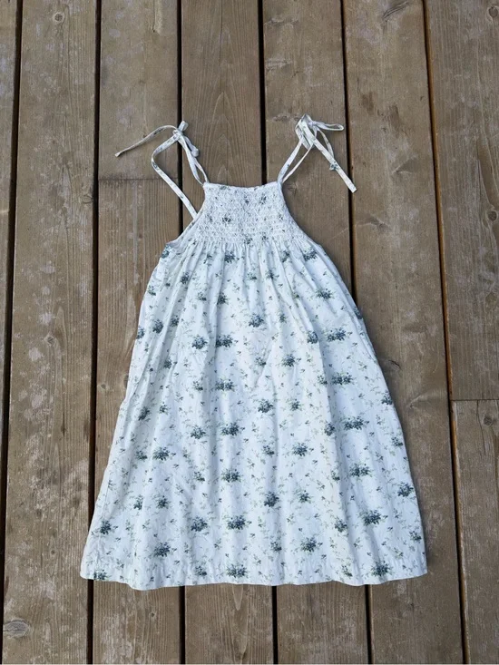 Brock Collection x Minnow Blue Floral Tie-Shoulder Girls' Sundress Size 7/8