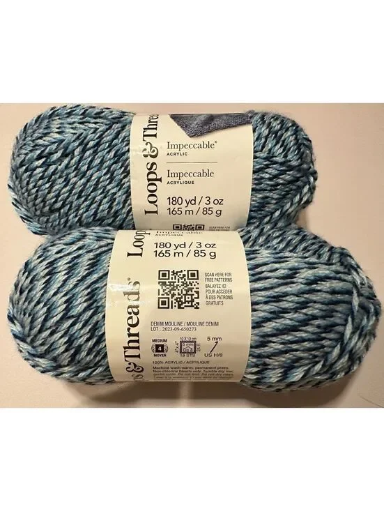 NWT + DISCONTINUED - 2 Loops & Threads Impeccable Yarn - Denim Mouline