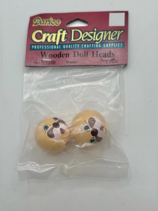 Darice Craft Designer Santa Claus Wooden Doll Head Painted Face 2 Piece New