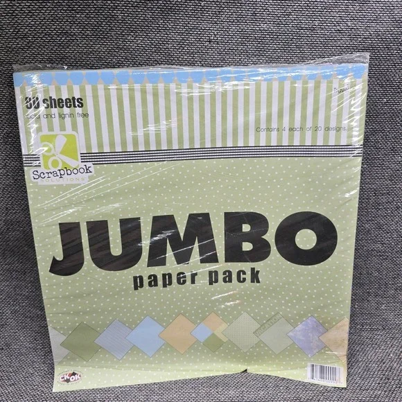 Scrapbook Solutions Jumbo Paper Pack 80 Sheets 12x12‎ Travel Green New Sealed