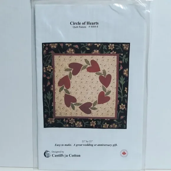 New Circle of Hearts Quilting Applique Pattern Quilt Wedding Anniversary Gift