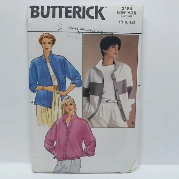 NEW Vintage Butterick Sewing Pattern 3184 8/10/12 Misses/Womens Jacket Loose Fit