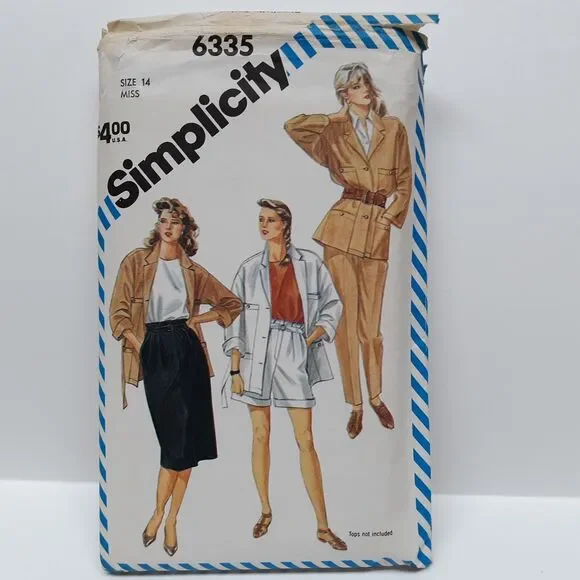 NEW Vintage Simplicity Sewing Pattern 6335 Misses Pants Shorts Skirt Jacket 14