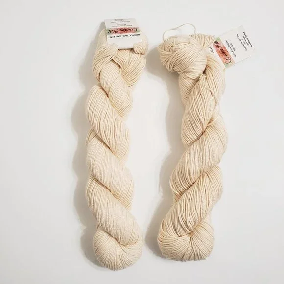 Bristol Yarn Gallery Lyndon Hill Lot of 2 Pima Cotton Silk 100 Cream 50g 218yds