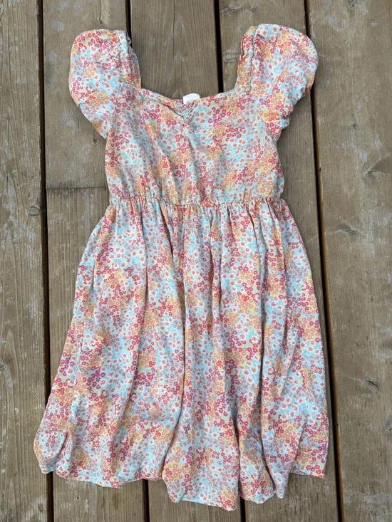 Roxy Girls Floral Flutter-Sleeve Dress in Pink, Yellow & Cream Size 7/8