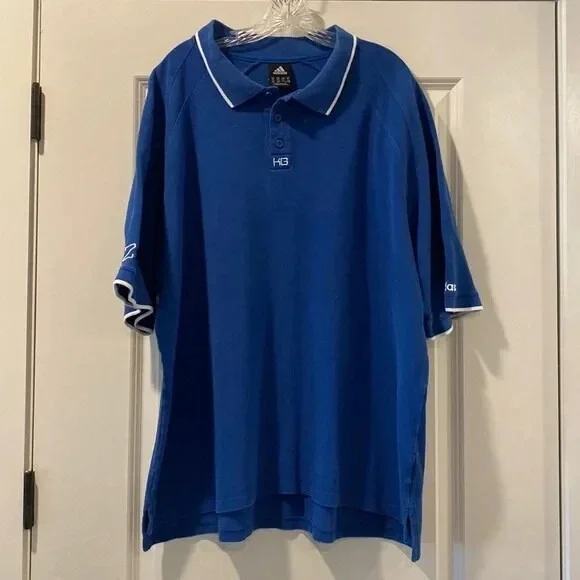 Vintage Adidas Kevin Garnett Polo Shirt Mens 3XL Short Sleeve Embroidered‎ Blue