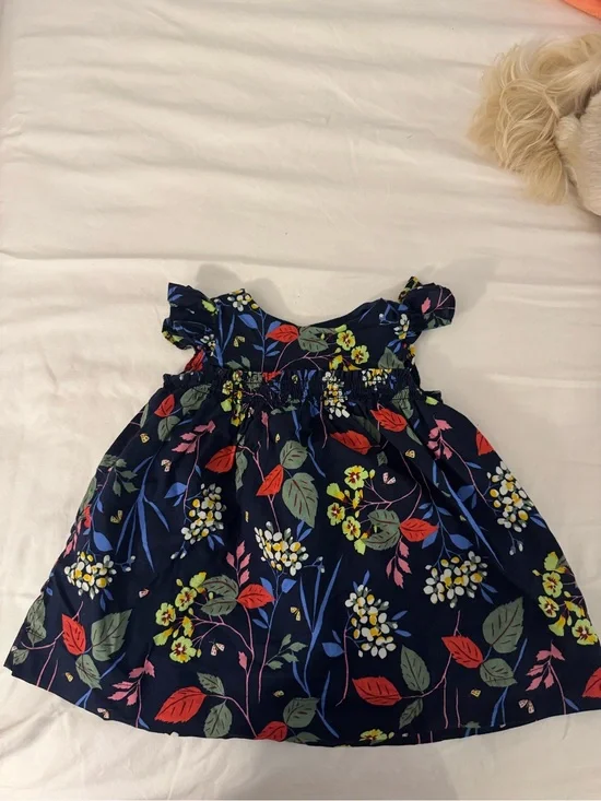Baby Gap Floral Cotton Dress | 6–12 Months | Navy Multi