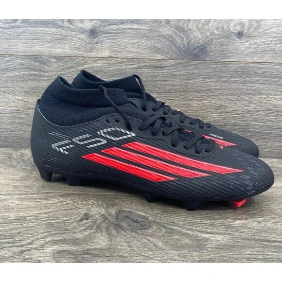New Adidas F50 League MID FG Core Black Lucid Red Soccer Cleats JR9007 Men Sz 11