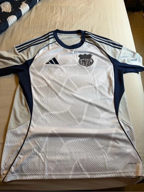 adidas White and Navy Athletic Soccer Jersey
