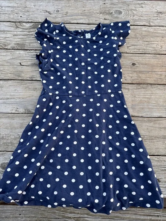 GAP Navy and White Polka Dot Flutter Sleeve Dress size XL