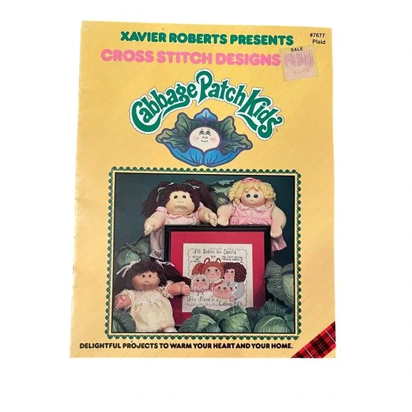 Vintage Cabbage Patch Kids Cross Stitch Designs Plaid‎ 7677 Booklet