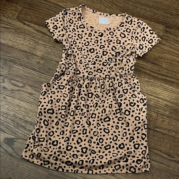 Cat & Jack Tan and Black Leopard Print Kids Dress