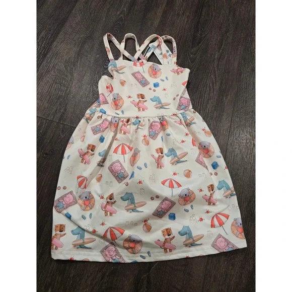 Pete + Lucy 2T Beach Animal Print Dress Criss Cross Back Milk Silk Boutique