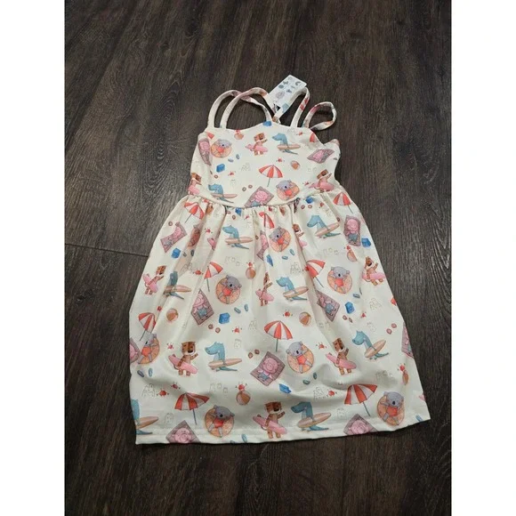 Pete + Lucy Girls Beach Animal Print Sundress 3T NWT P+Lush Pink Blue Cream