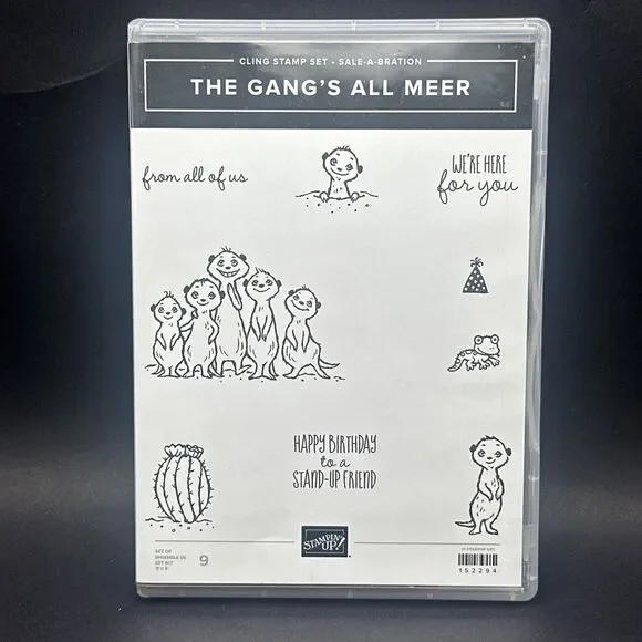 Stampin Up 152294 The Gangs All Meer Rubber Cling Stamp 9 pc Animal Party