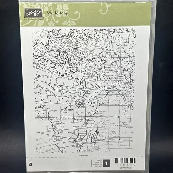 Stampin' up! World Map Mounted Rubber Stamp #130342 vintage globe africa wood