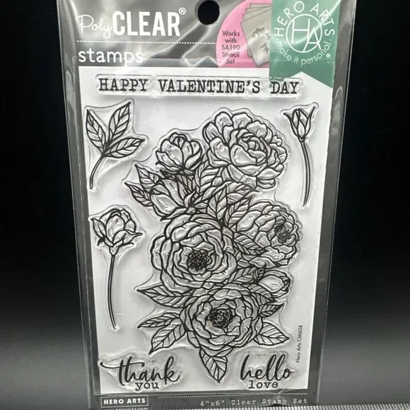 Hero Arts PolyClear Valentines Day Stamps Peonies Bunch Peony Floral flowers