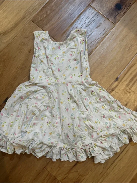 SweetHoney Cream Dress with Pink & Yellow Floral Print