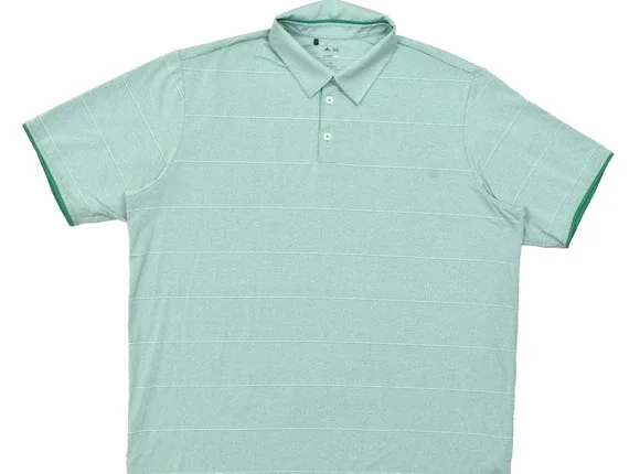 Adidas Golf Climalite Mens 2XL Green Striped Short Sleeve Performance Polo Shirt