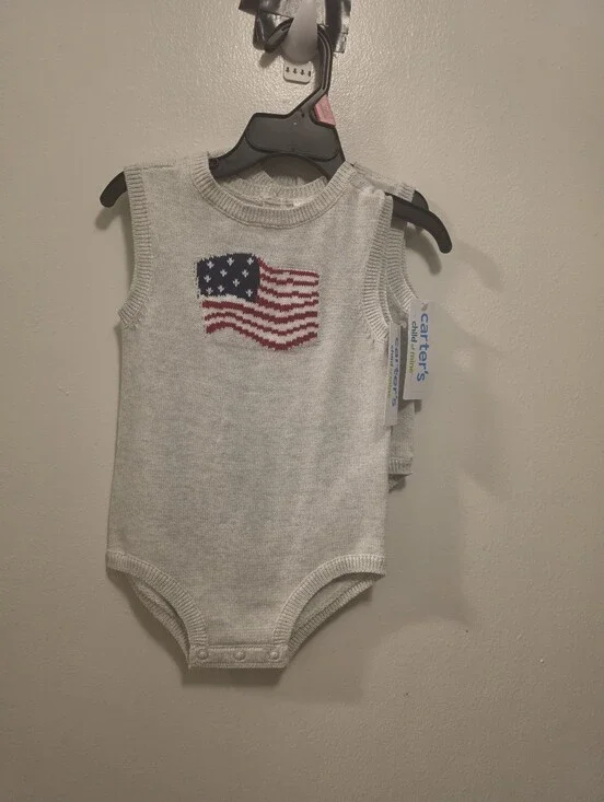 Carter's Sleeveless Knit Baby Onesie with Flag