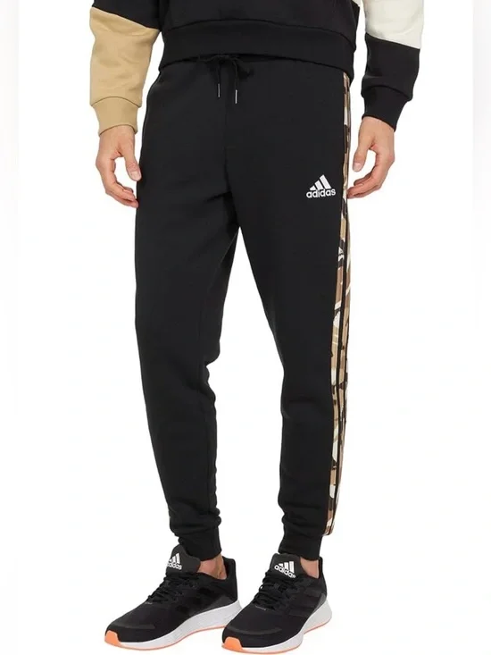ADIDAS 3 STRIPES BLACK CAMO JOGGERS PANTS Size 3XL Drawstring Waist