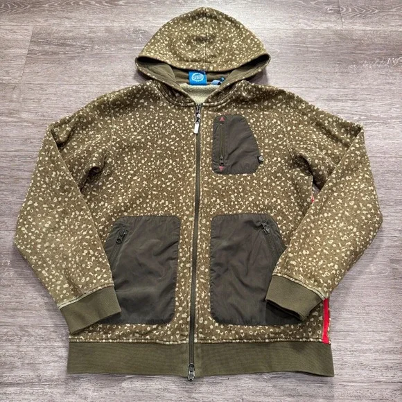 Adidas Hoodie Mens M Camo Cotton Full Zip Polka Dot Gorpcore Streetwear‎ Utility