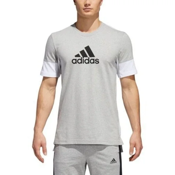Adidas men XL‎ Sporty T-Shirt breathable mesh gray large logo athletic Gorpcore